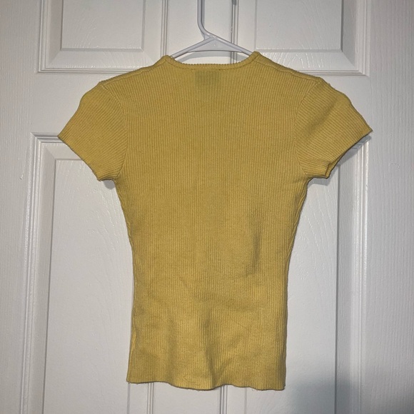 Yellow Ribbed Princess Polly Button-Up Top - Picture 4 of 4